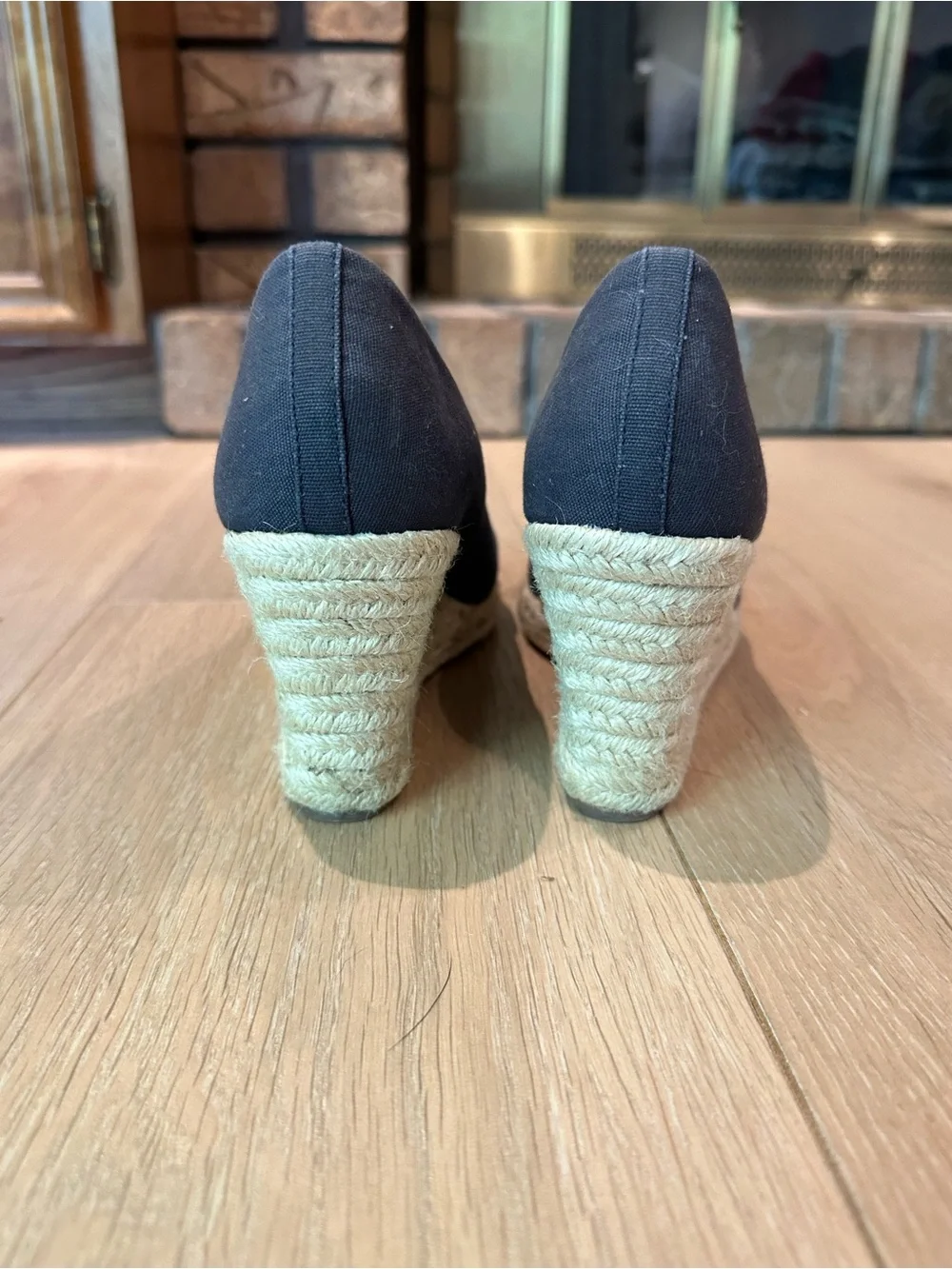 J Crew Charcoal Canvas Espadrille Wedge Pumps